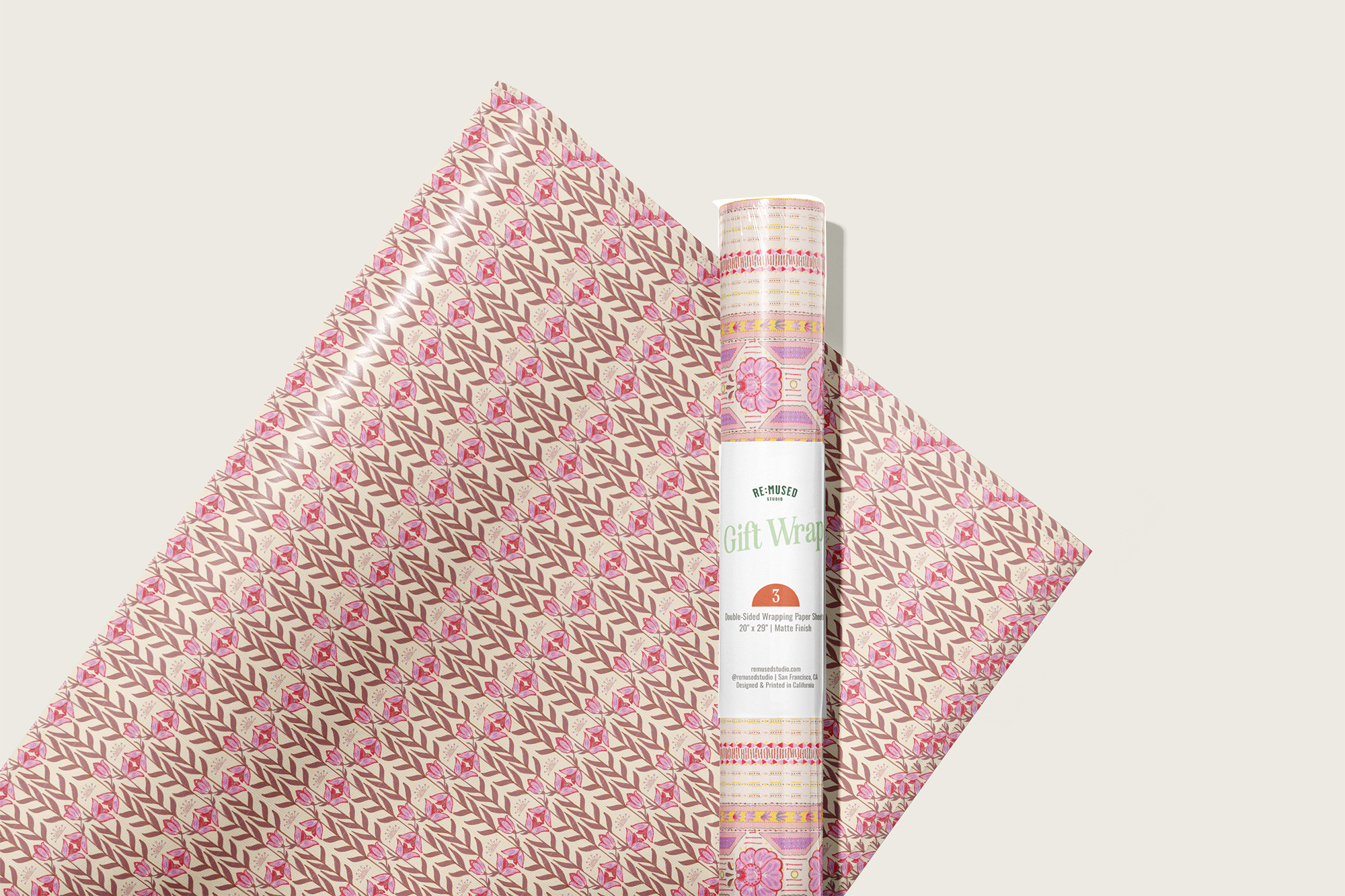 re:mused studio - Le Folk Gift Wrap Sheet - Double Sided