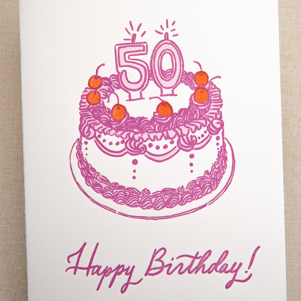 Kindred Letterpress - 50th Birthday Cake Card