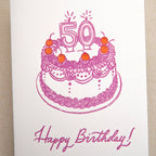 Kindred Letterpress - 50th Birthday Cake Card
