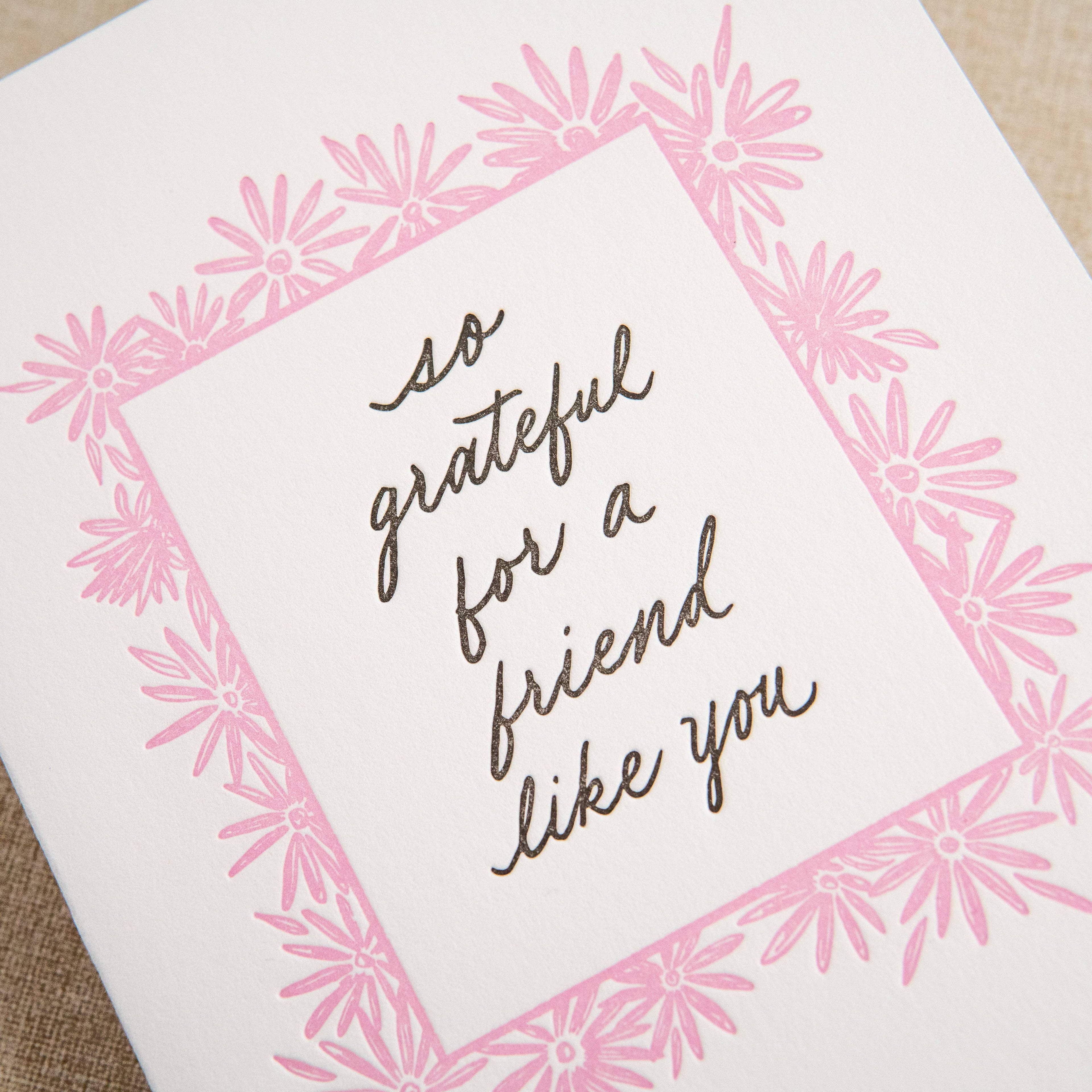 Kindred Letterpress - Pink Friendship Card | Letterpress Friendship Card