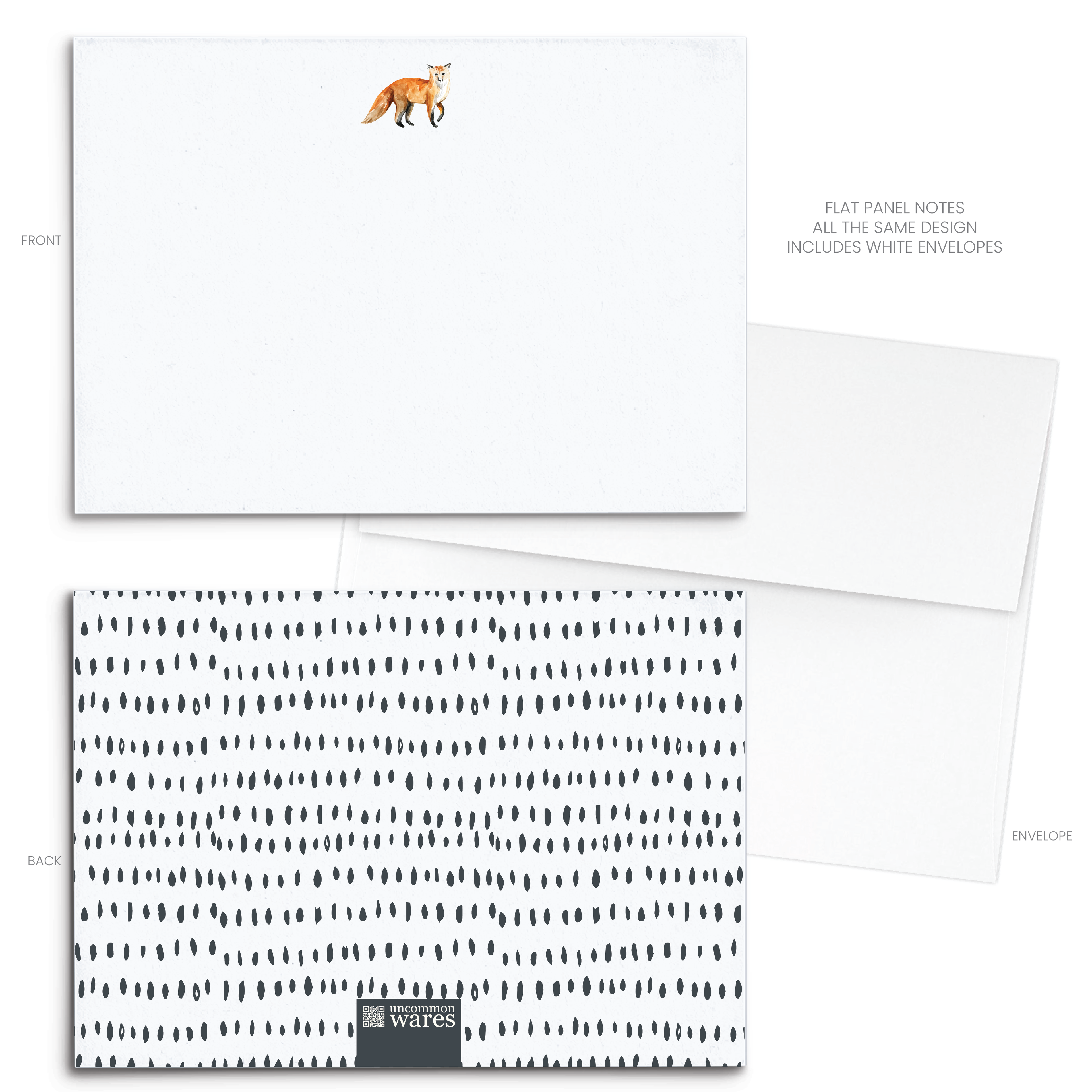 UncommonWares - Fox Watercolor Panel Note Cards A2