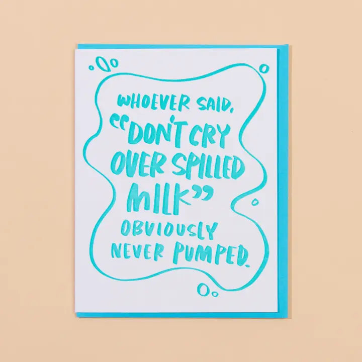 AND HERE WE ARE, SPILLED MILK NEW MOM LETTERPRESS CARD