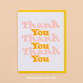 AND HERE WE ARE, THANK YOU X3 LETTERPRESS CARD