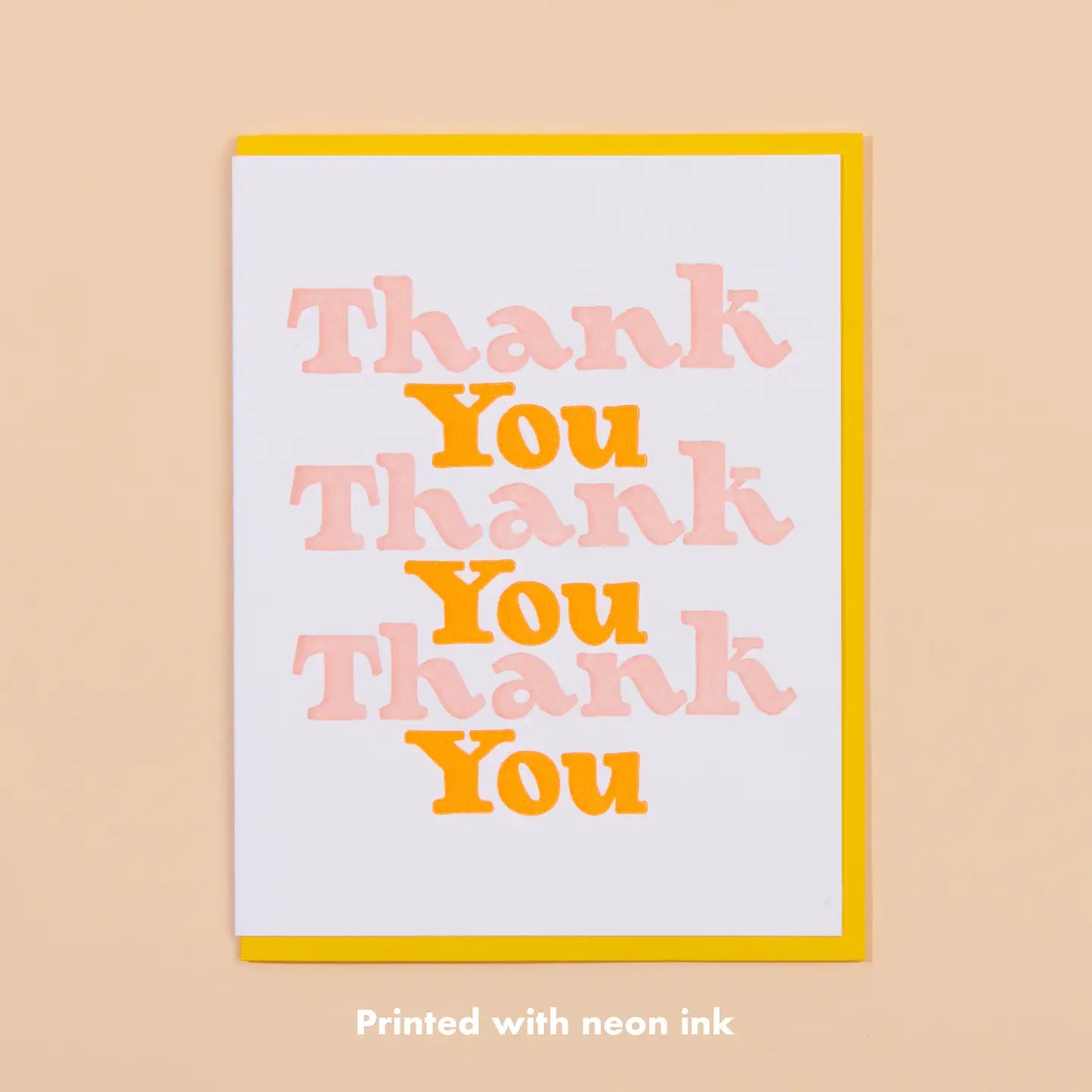 AND HERE WE ARE, THANK YOU X3 LETTERPRESS CARD