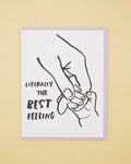 AND HERE WE ARE, TINY HAND NEW BABY LETTERPRESS CARD