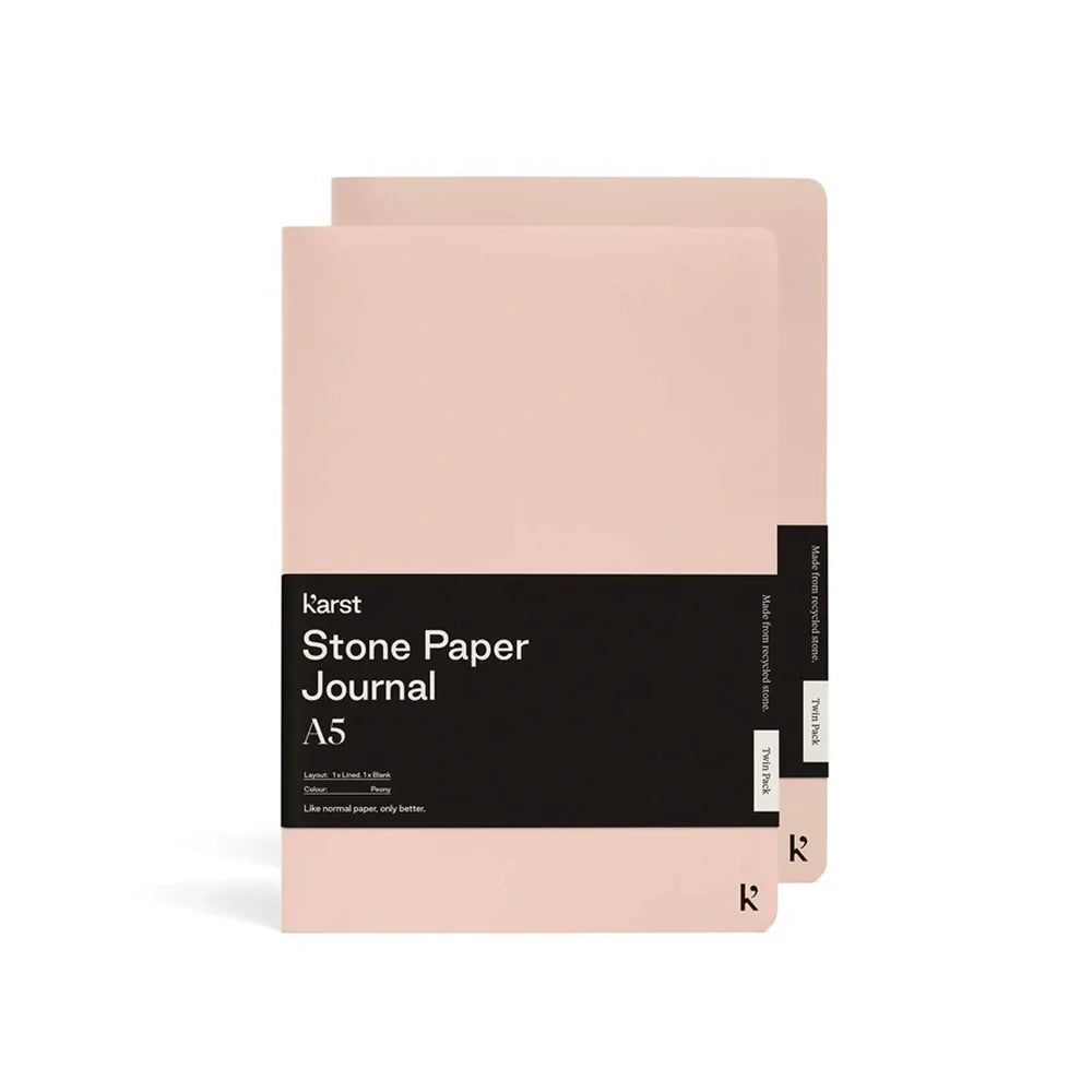 KARST, STONE PAPER, A5 SOFTCOVER DAILY JOURNAL TWINPACK PEONY