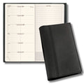 2027 "Space 17" Slim Weekly Planner - Genuine Leather Cover: Black