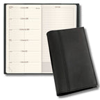 2027 "Space 17" Slim Weekly Planner - Genuine Leather Cover: Black
