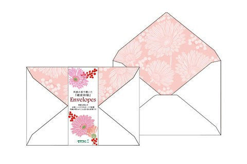 MIDORI, FLOWER LETTER ENVELOPE 164 SILK-PRINTING GERBERA
