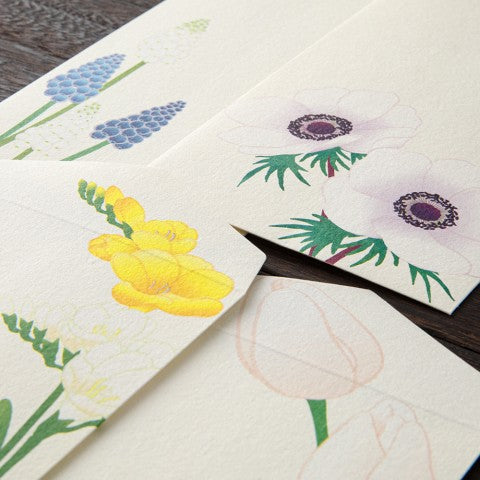 MIDORI, ENVELOPE 158 FOUR DESIGNS SPRING FLOWER WHITE