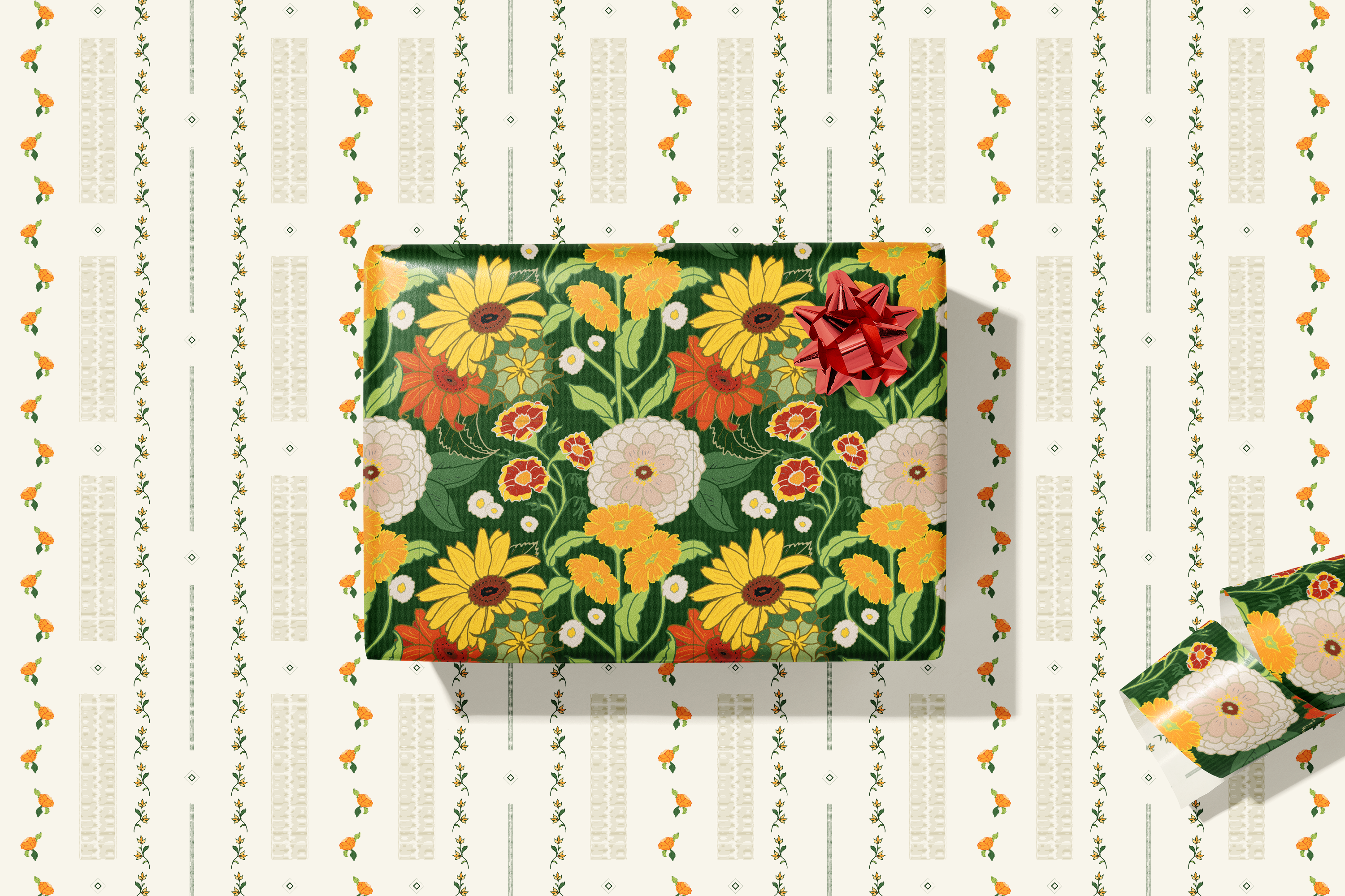 re:mused studio - Autumn Blooms Gift Wrap Sheet – Double Sided: Single Sheets