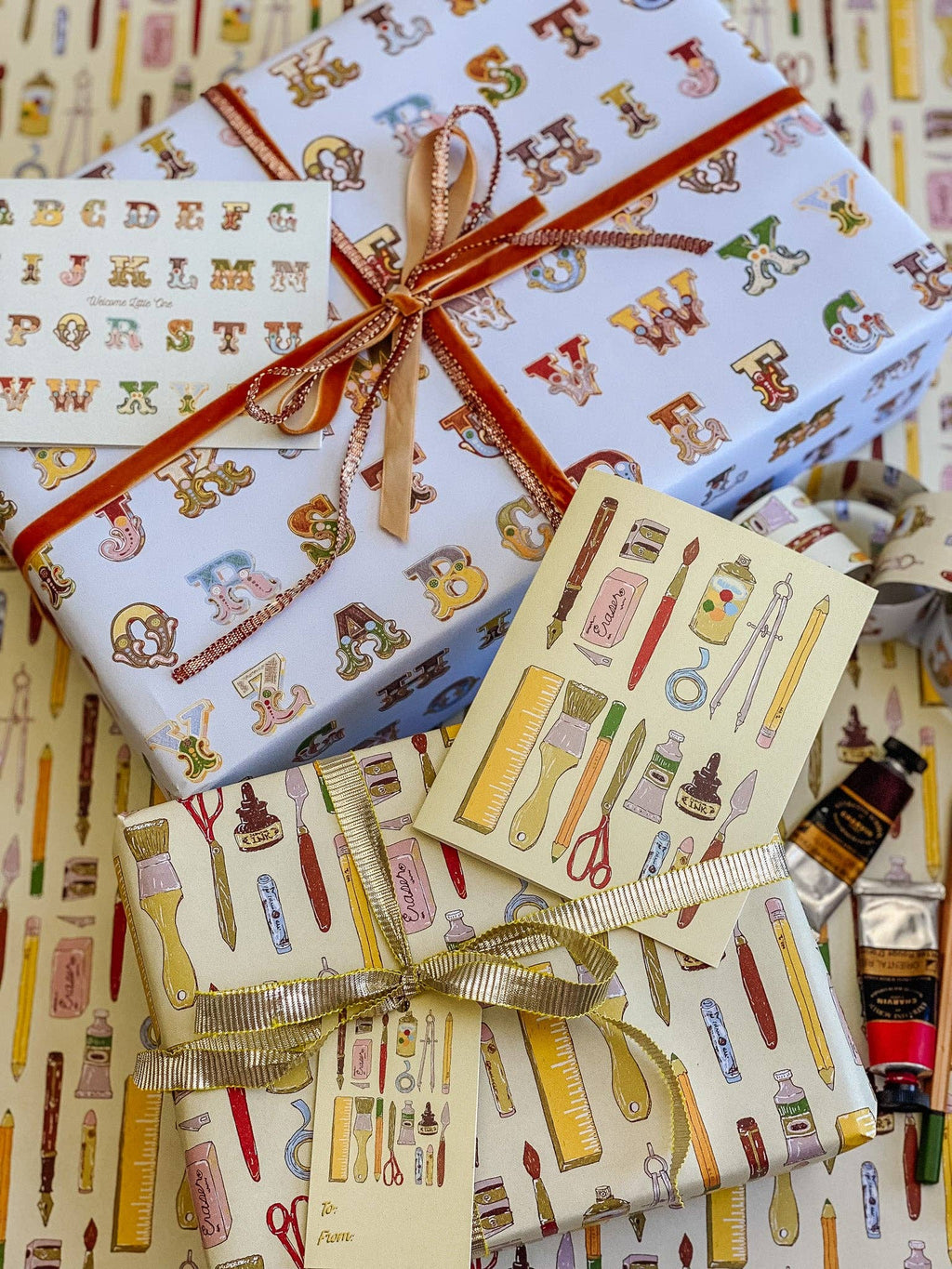 re:mused studio - Back to (Art) School Gift Wrap Sheet - Double Sided