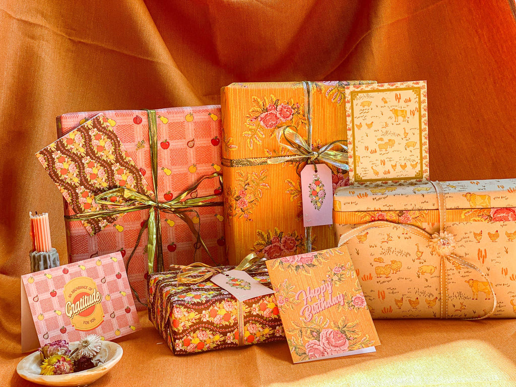 re:mused studio - Barnyard Blooms Gift Wrap Sheet - Double Sided