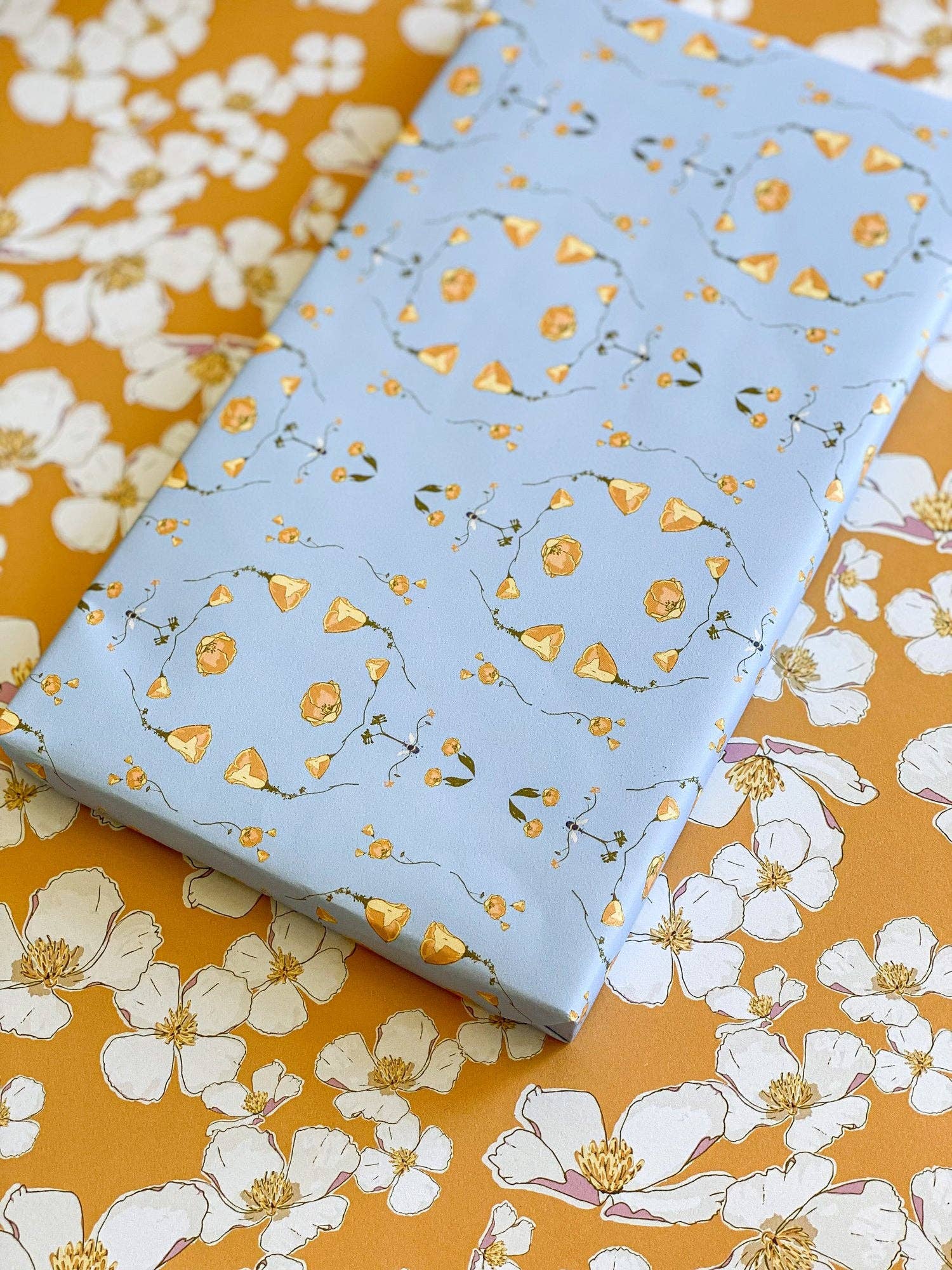 re:mused studio - California Poppy Gift Wrap Sheet – Double Sided: Single Sheets