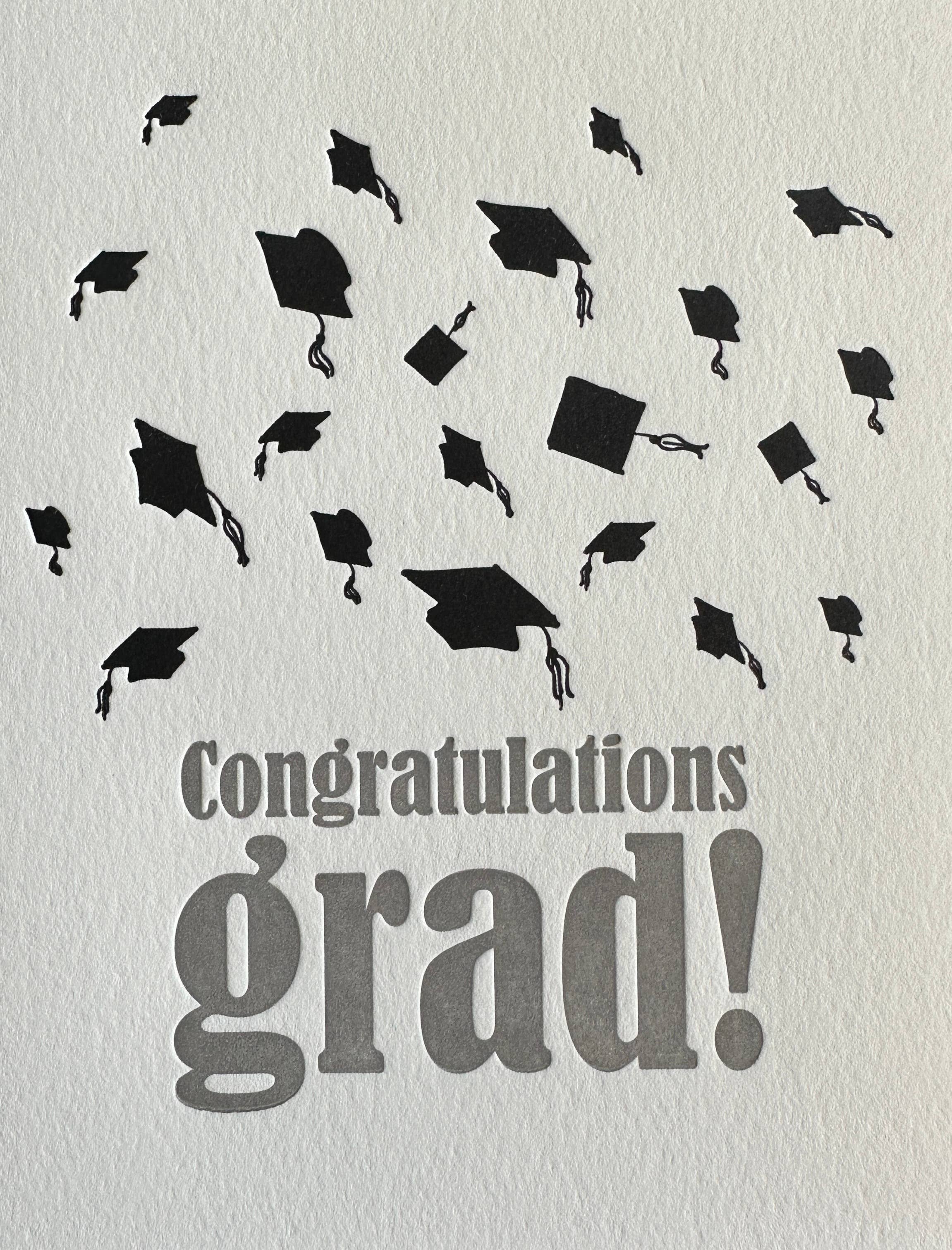 Lucky Bee Press - Graduation Hats - letterpress card