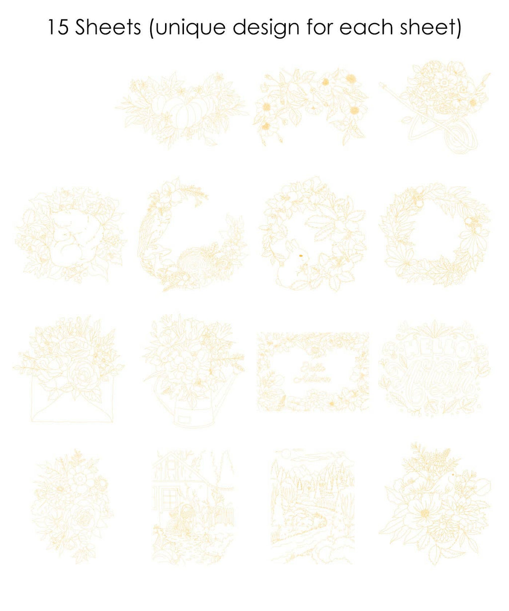 Grabie - 15 Sheets 140LB Autumn-Themed Watercolor Coloring Book