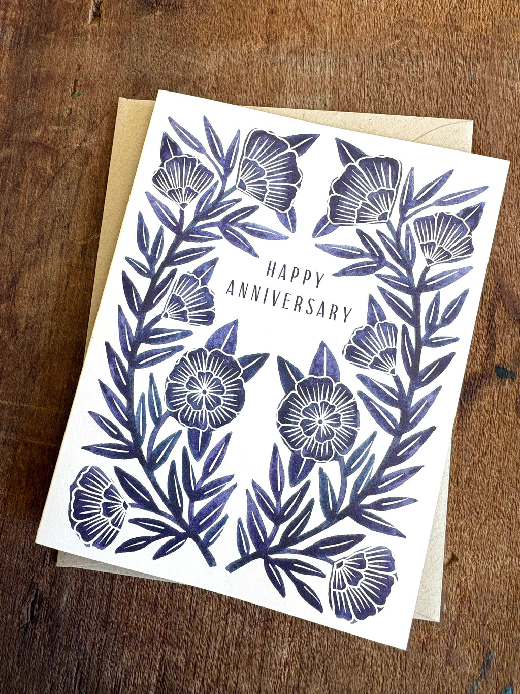 Katharine Watson - "Happy Anniversary" Blue Greeting Card