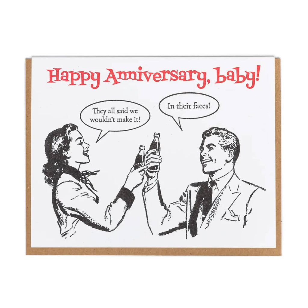 Lady Pilot Letterpress - Faces Anniversary Greeting Card