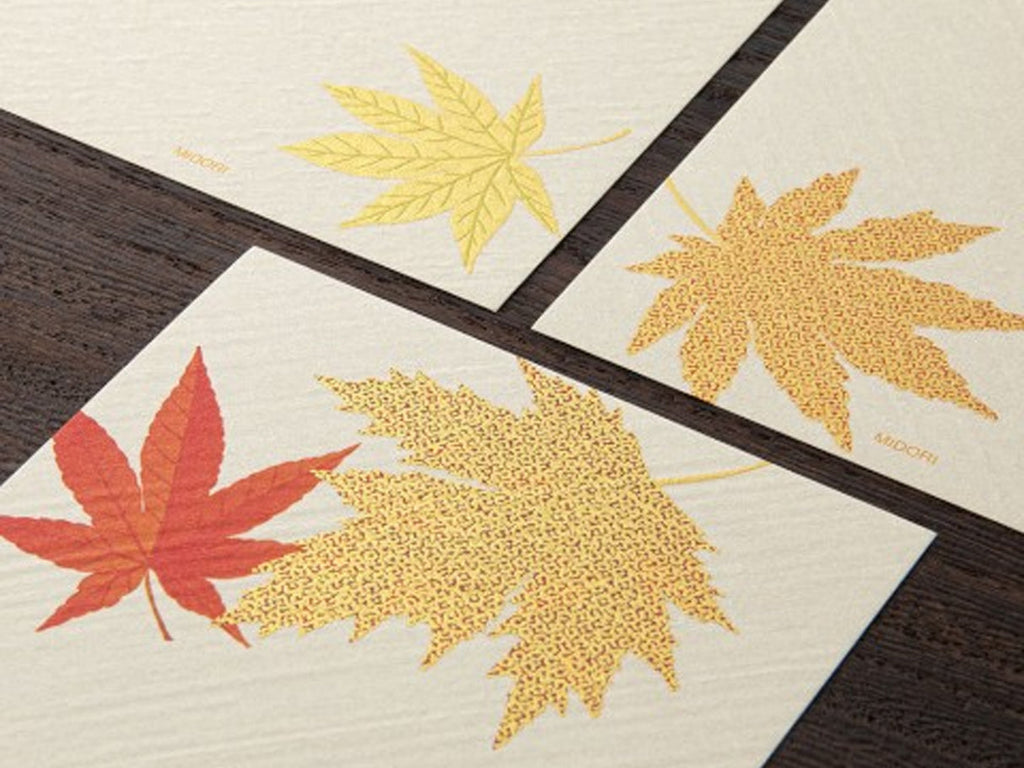 Midori - Letter Pad 181 Silk-Printing Fallen Leaves S2