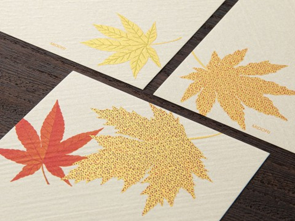 Midori - Letter Pad 181 Silk-Printing Fallen Leaves S2