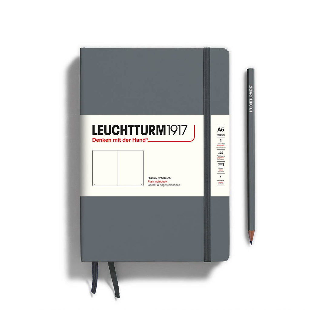 LEUCHTTURM1917 - Notebooks - Medium (A5): Anthracite / Hardcover / Plain