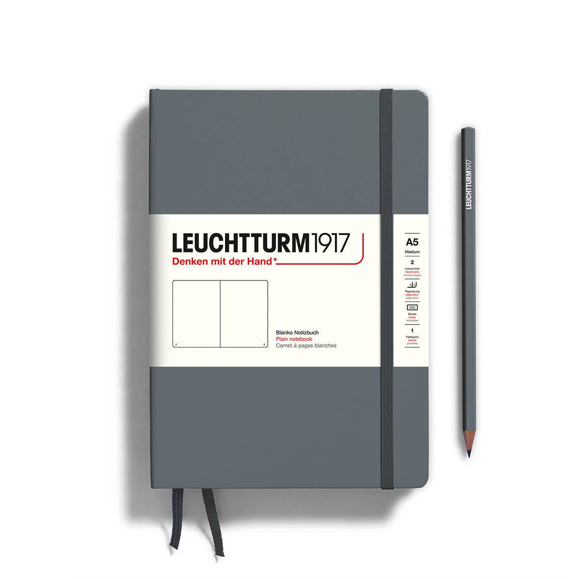 LEUCHTTURM1917 - Notebooks - Medium (A5): Anthracite / Hardcover / Plain