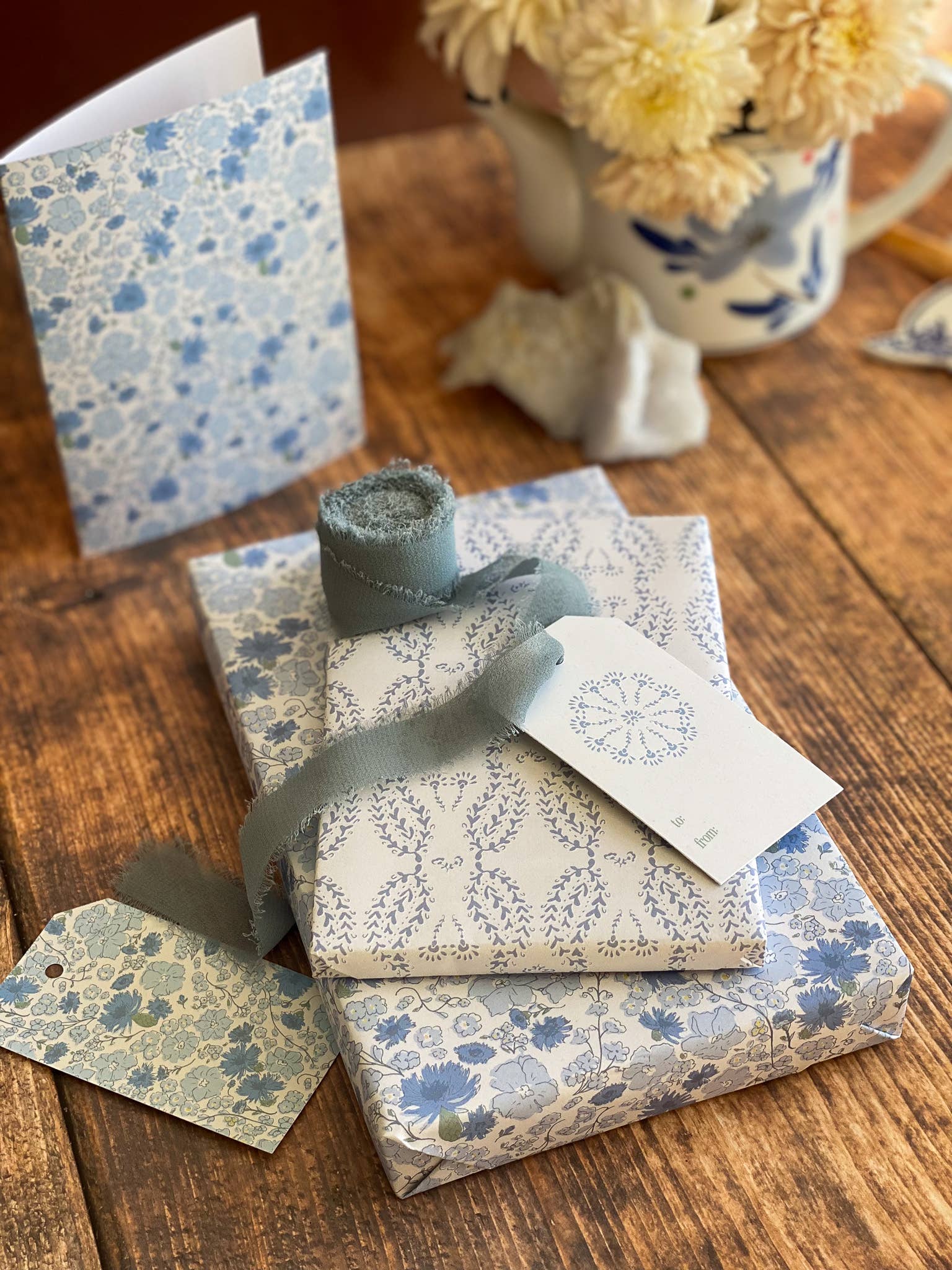 re:mused studio - Cornflower Meadows Gift Wrap Sheet – Double Sided