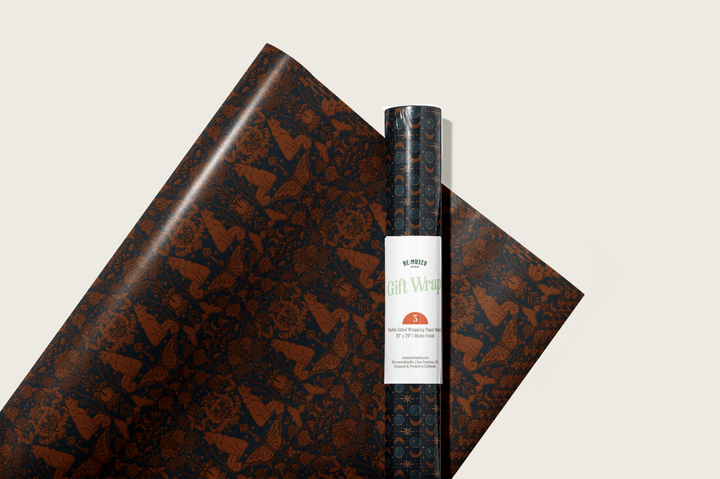 re:mused studio - Moonlight Garden Gift Wrap Sheet-Double Sided: Single Sheets