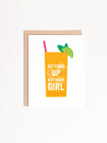 Graphic Anthology Greeting Cards - Bottoms Up Birthday Girl Cocktail Greeting Card