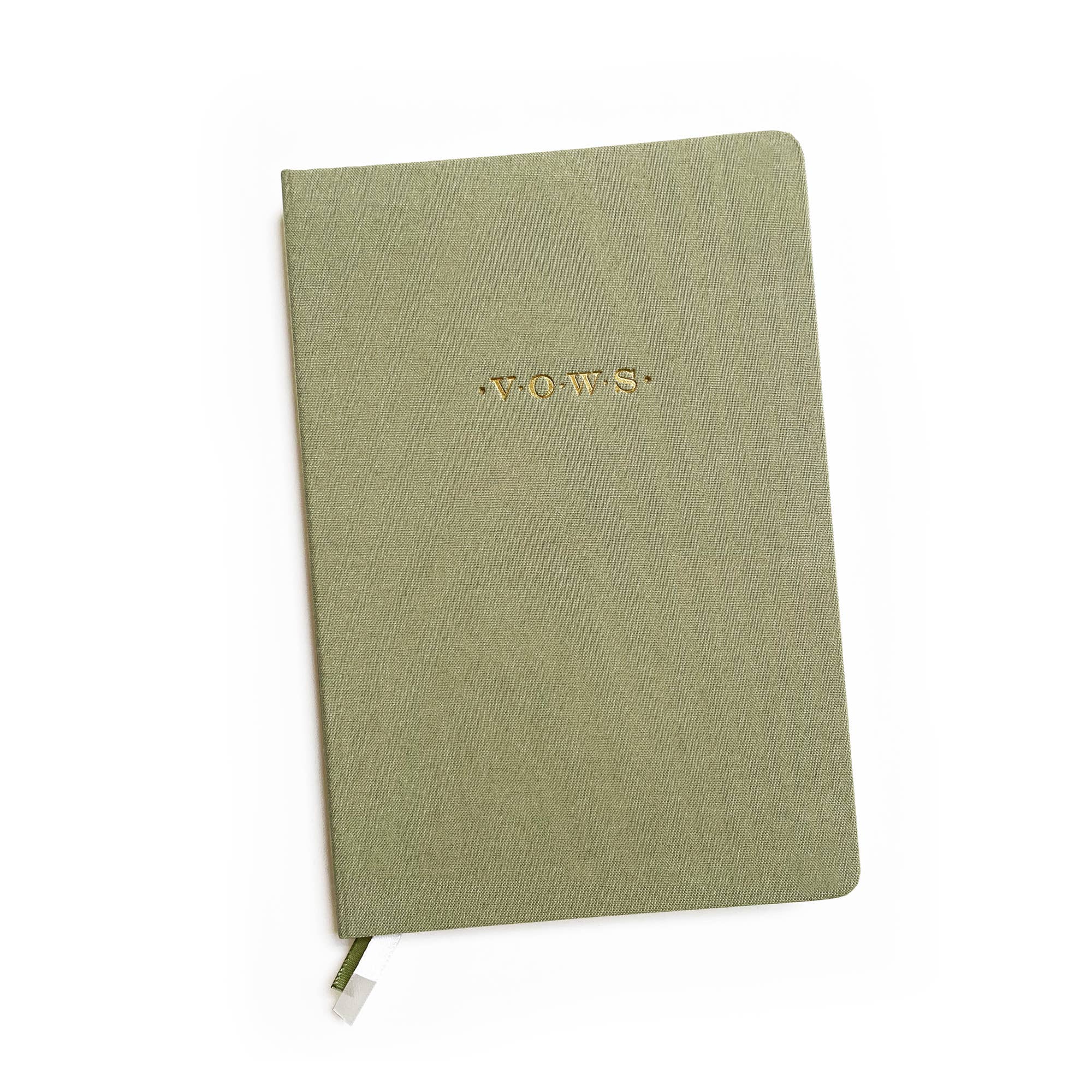 Studio Portmanteau - Wedding Vows Foil Embossed Linen Notebook | Pastel Tones: Sage green