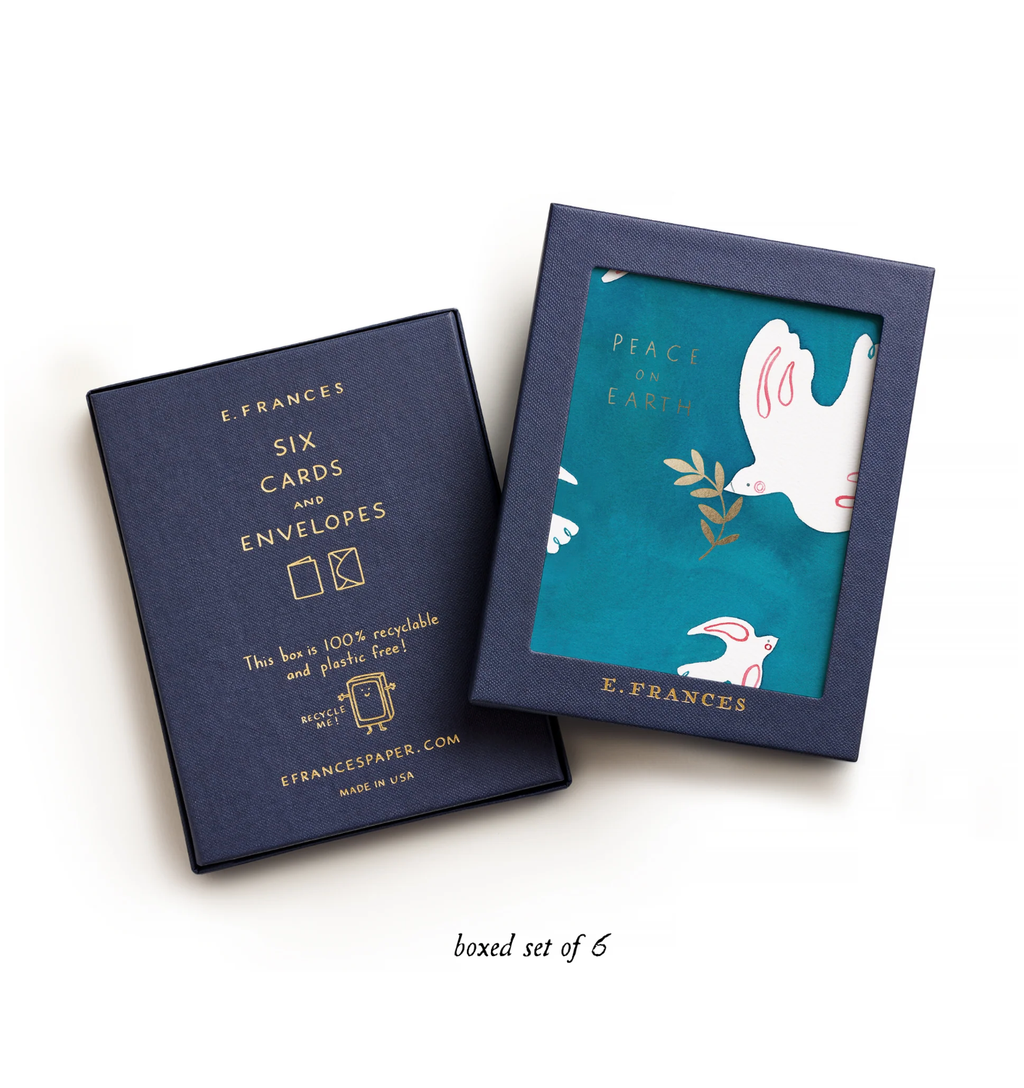 E. Frances Paper - Peace Doves | Christmas Cards (Boxed Set of 6): 4.25 X 5.5 INCHES