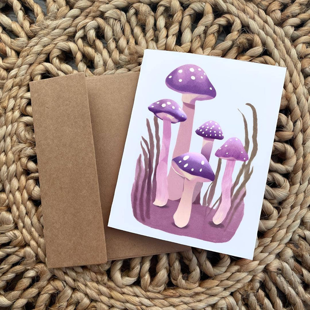 Cryptic Paper Co. - Set Of 6 Fantasy Forest Mushroom Watercolor Note Cards