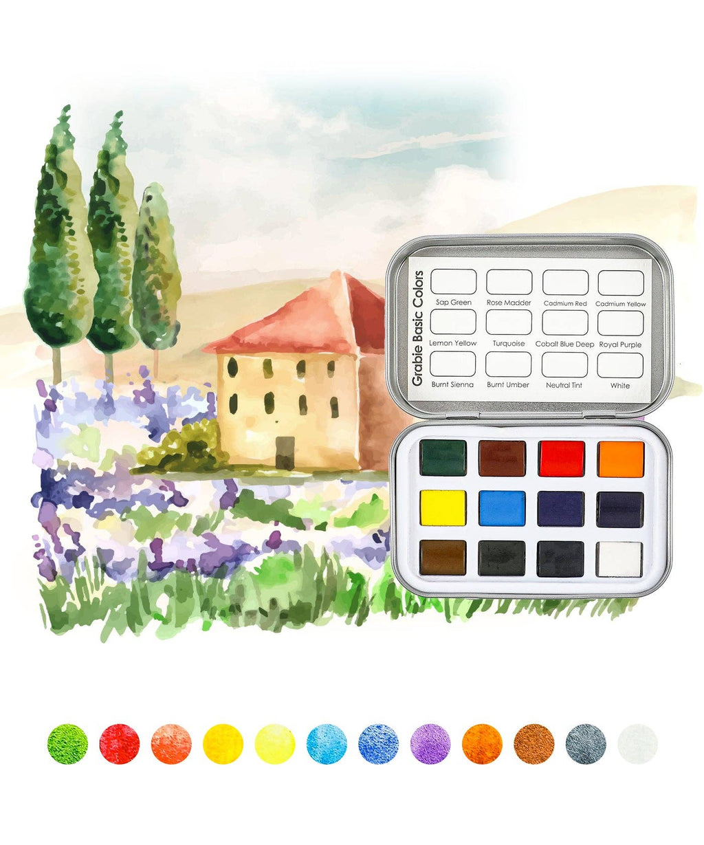 Grabie - Watercolor Pocket Set of 12 - Essential Colors