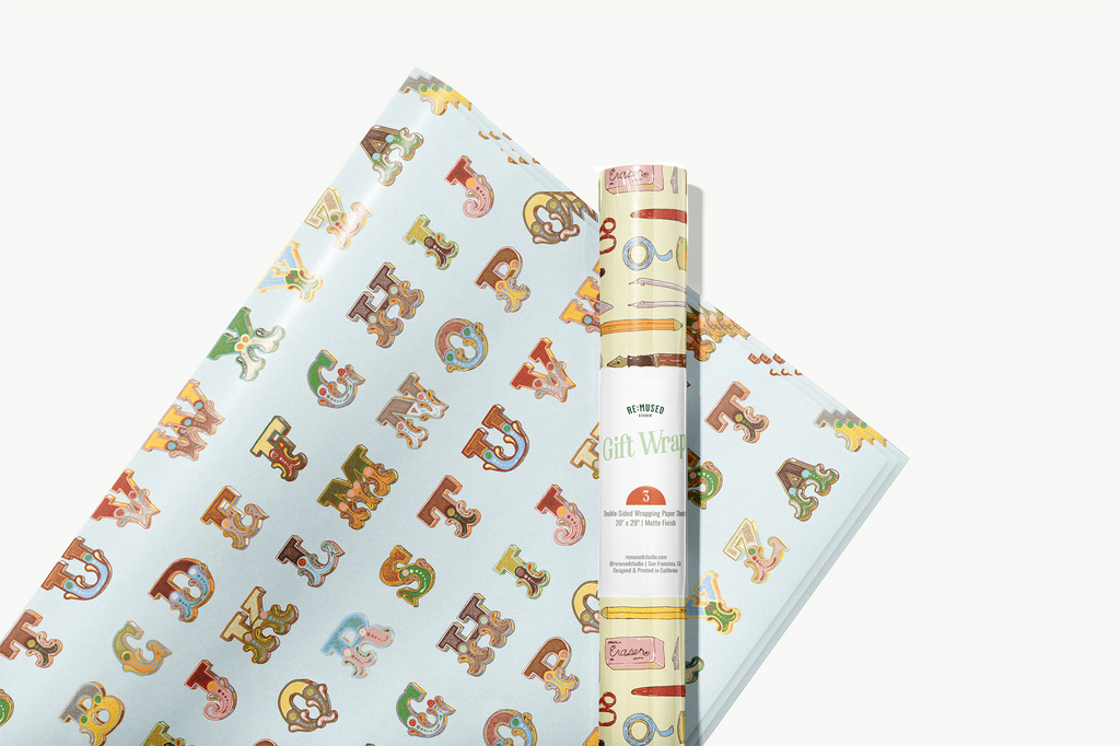re:mused studio - Back to (Art) School Gift Wrap Sheet - Double Sided