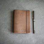Ox & Pine - Refillable Leather Pocket Journal with Elastic Closure: Dark Brown / Lined Paper