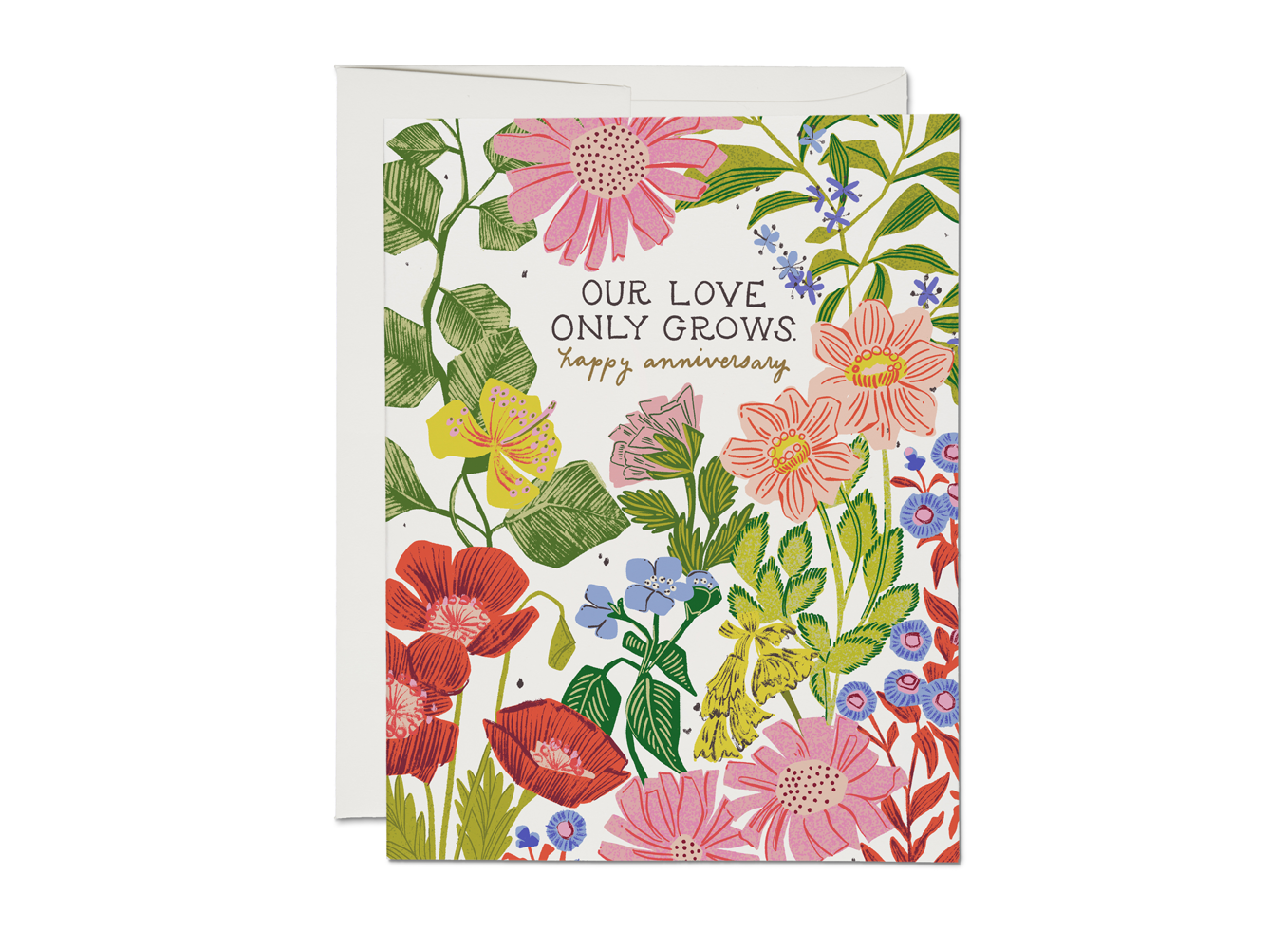 Red Cap Cards - Our Love Only Grows Anniversary greeting card