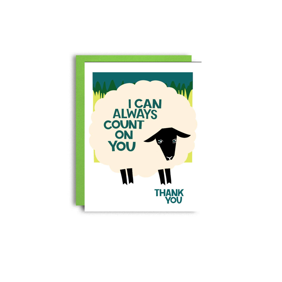 Pier Six Press - Count on You - Sheep Thank You Risograph Card