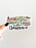 Thirteenwinks - Charlottesville, VA Virginia State Landmark Souvenir Skyline sticker