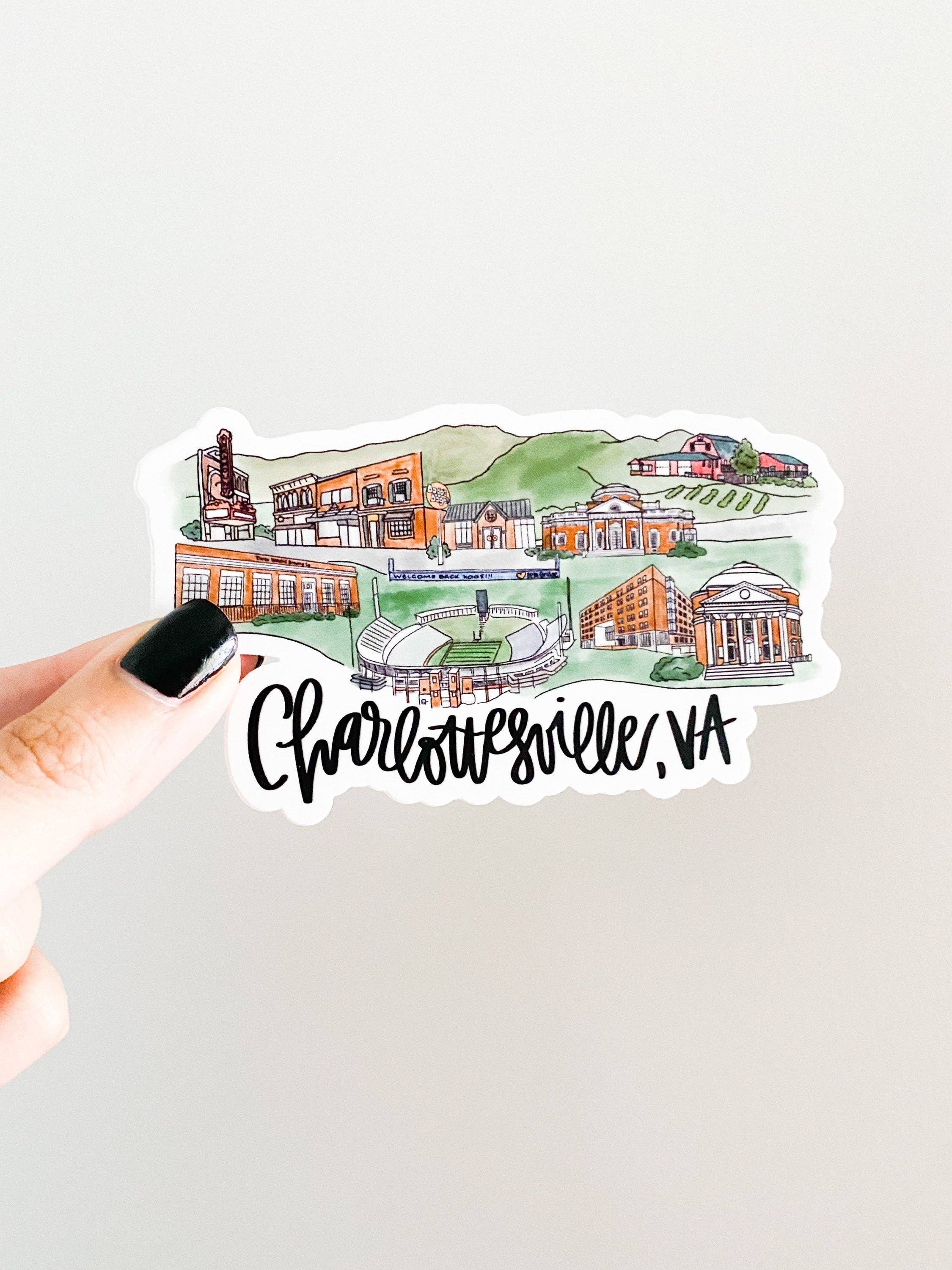 Thirteenwinks - Charlottesville, VA Virginia State Landmark Souvenir Skyline sticker