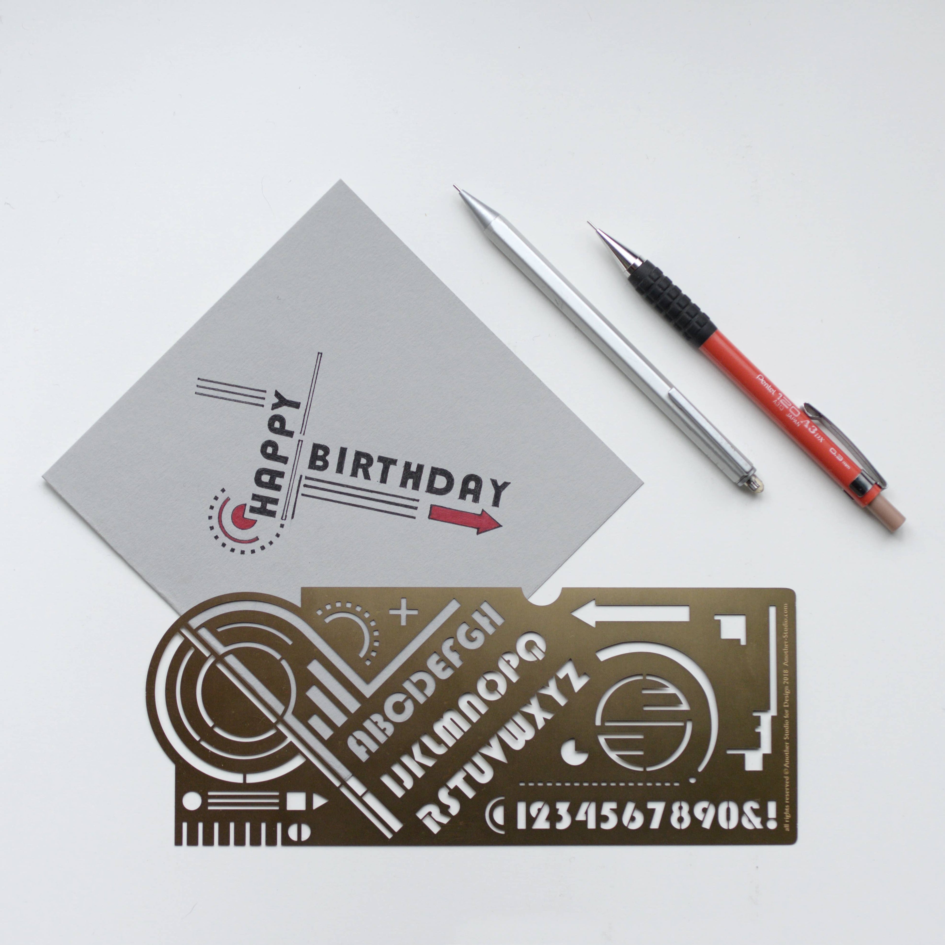 Another Studio - Bauhaus design, Craft Art Drawing Stencil in Brass Metal