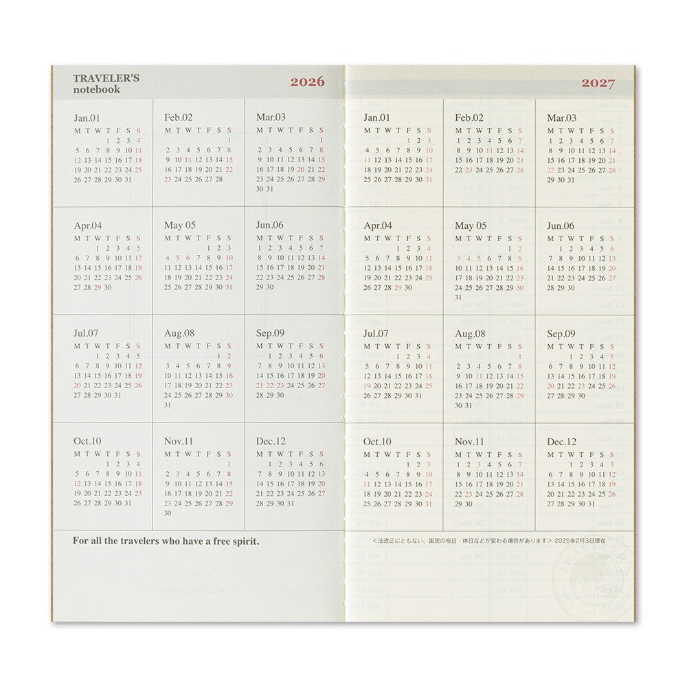 Traveler's Company Notebook 2026 - Regular Size - Weekly Vertical Diary