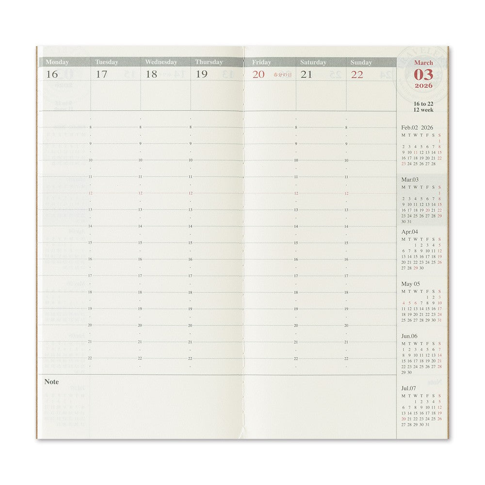 Traveler's Company Notebook 2026 - Regular Size - Weekly Vertical Diary