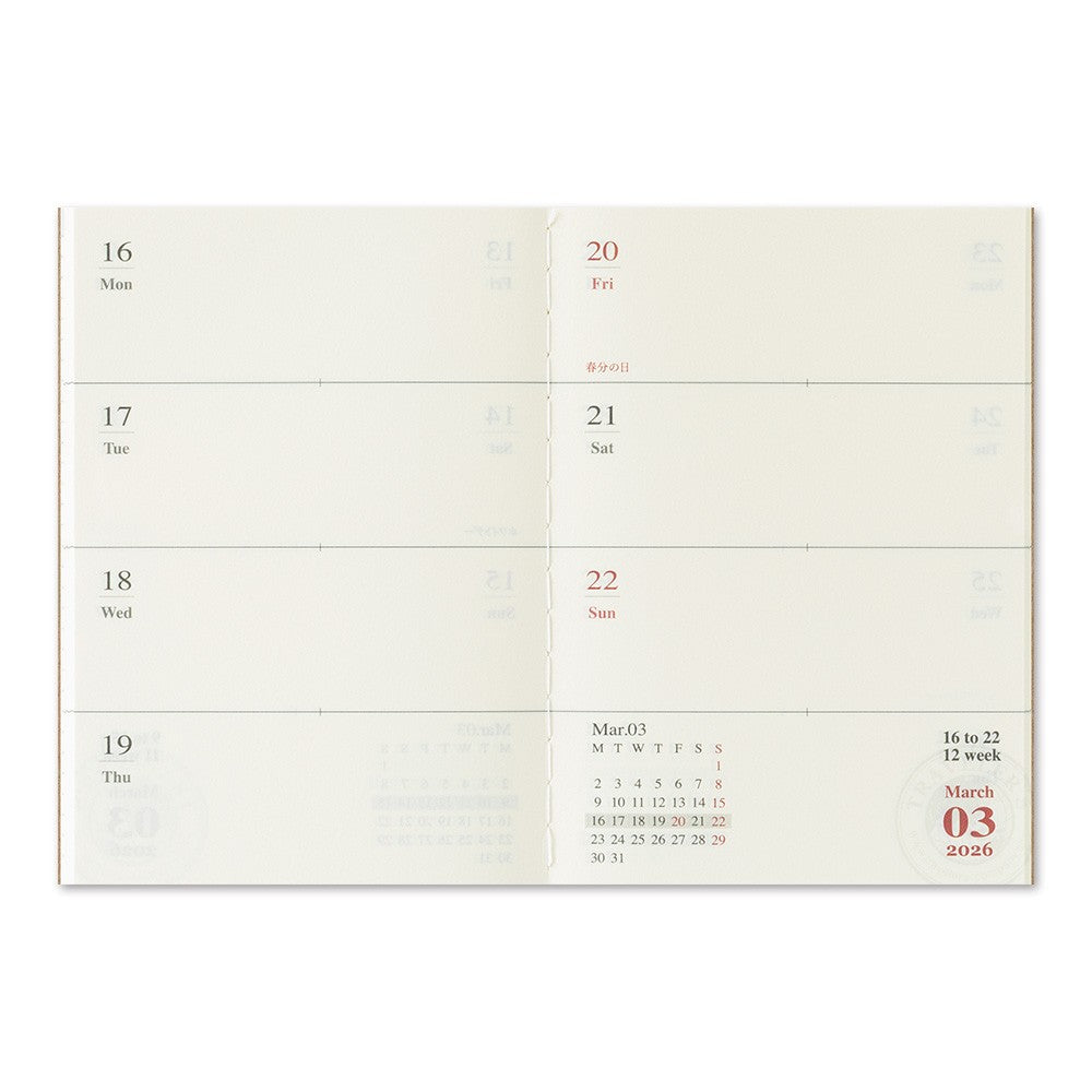 Traveler's Notebook 2026 - Passport Size - Weekly Diary