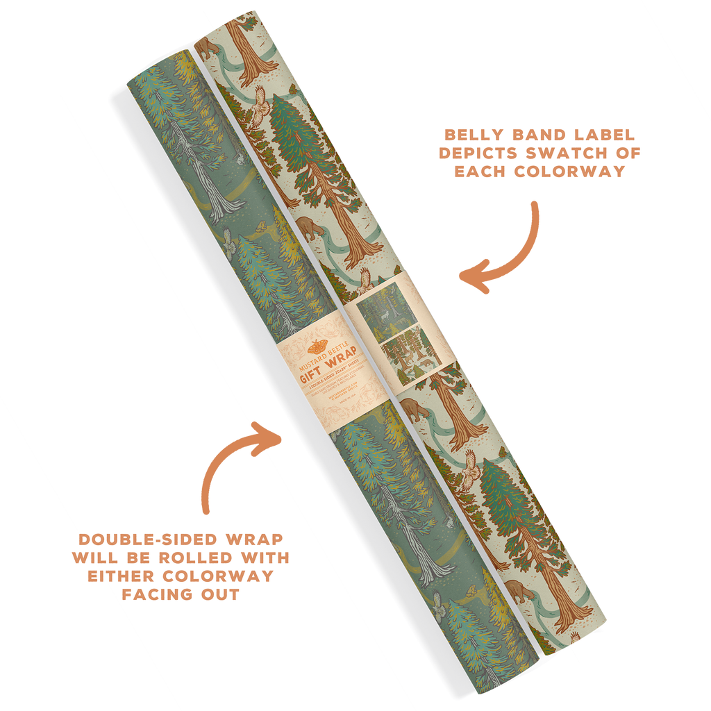 Mustard Beetle - Recyclable Gift Wrap / Wrapping Paper: Redwoods: Flat/Not Rolled
