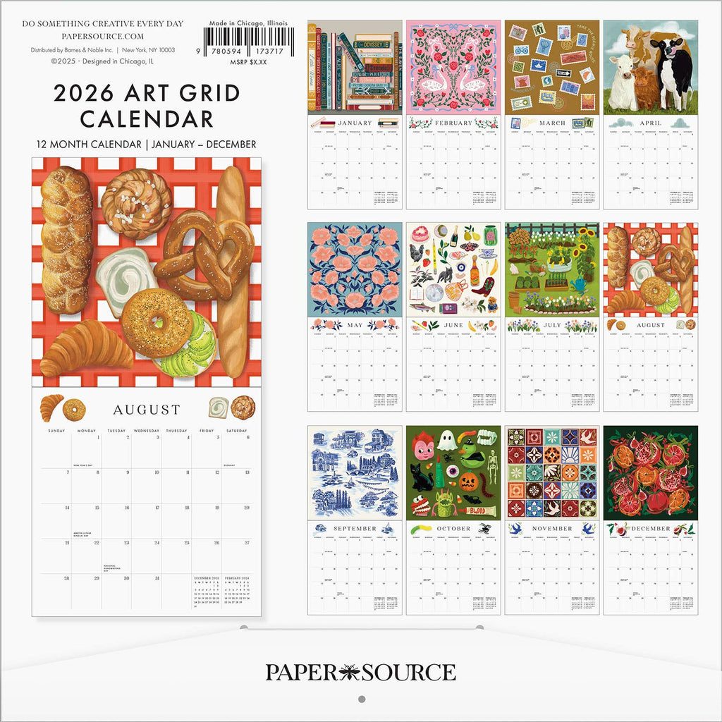 Paper Source Wholesale - 2026 Art Grid Calendar