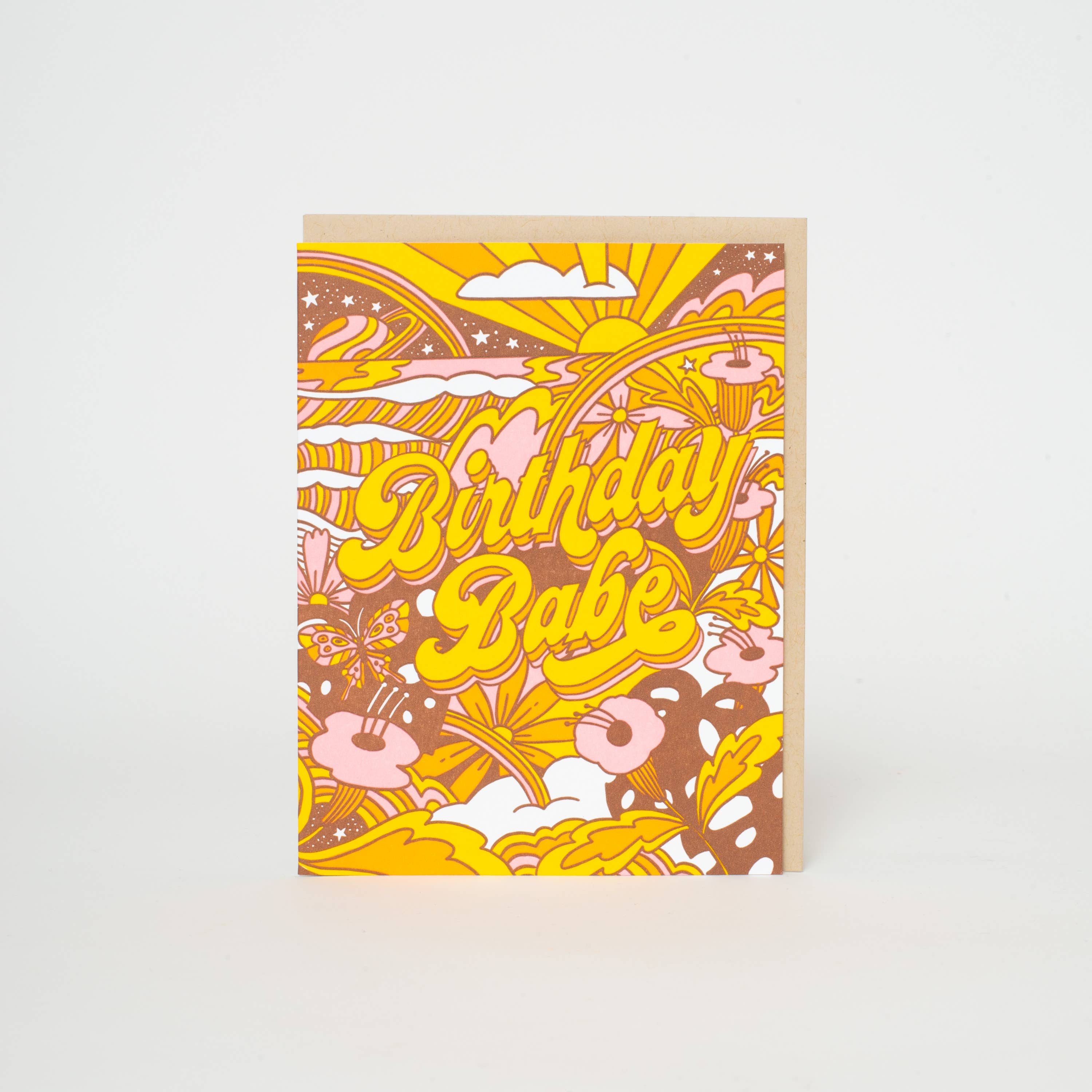 Egg Press Manufacturing - Birthday Babe Psychedelic Letterpress Greeting Card