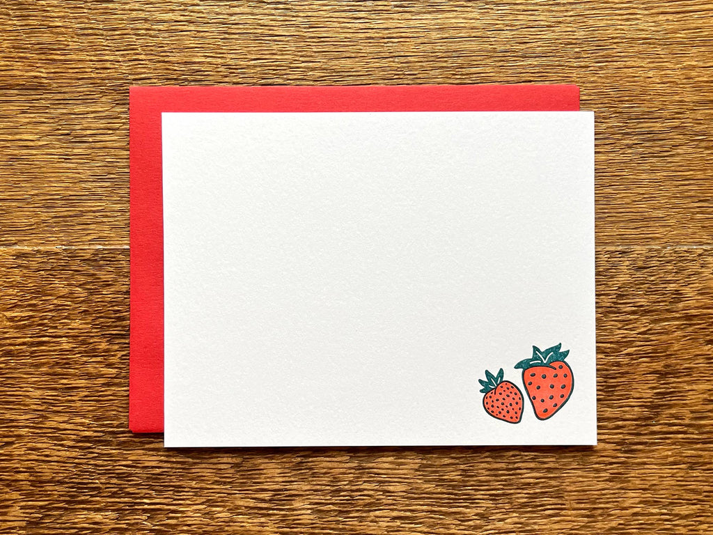 Noteworthy Paper & Press - Strawberries Flat Stationery
