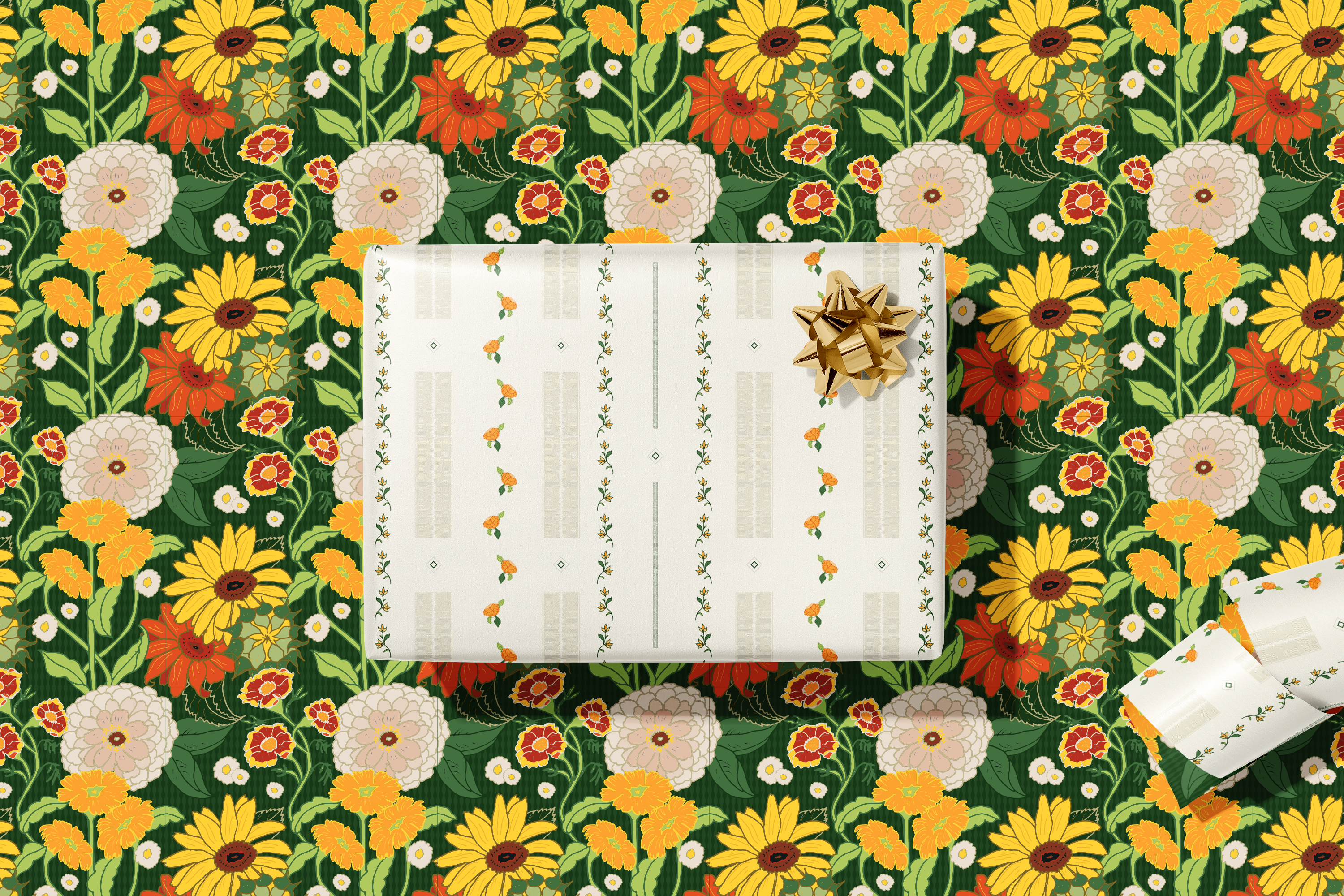 re:mused studio - Autumn Blooms Gift Wrap Sheet – Double Sided: Single Sheets