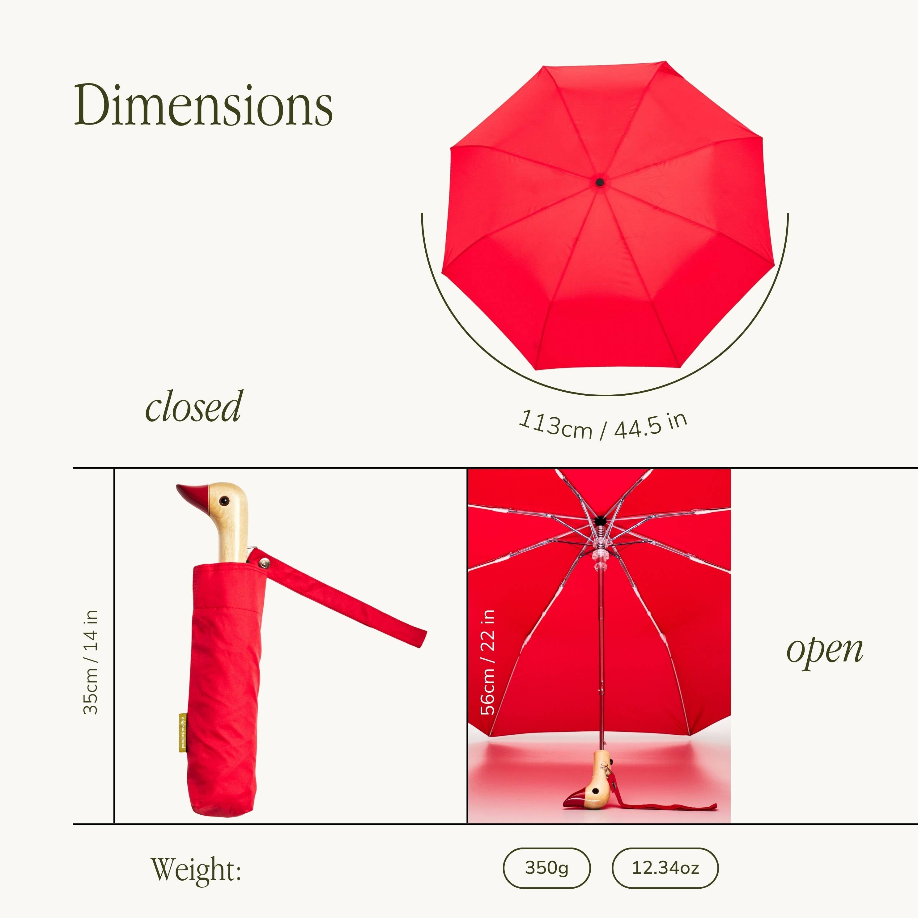 Original Duckhead - Red Compact Eco-Friendly Original Duckhead Umbrella