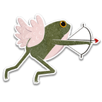 Stick With Finn - Cupid Frog Sticker: 3 x 2.63 in